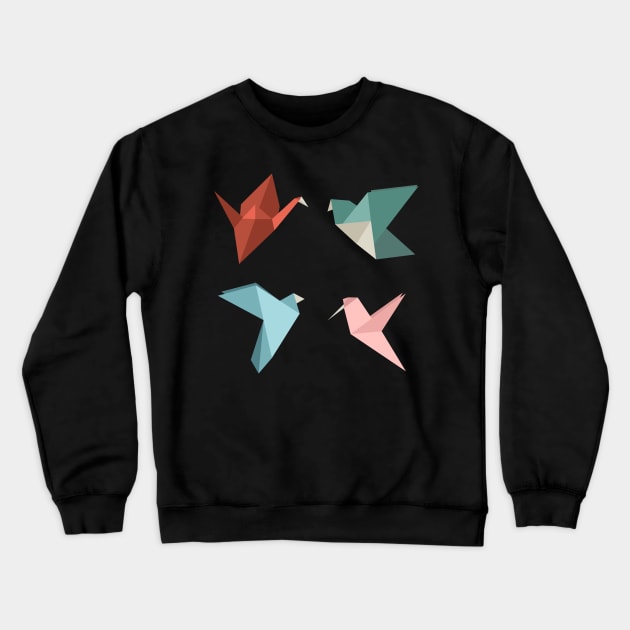 Soft pastel set of origami birds Crewneck Sweatshirt by TinyFlowerArt